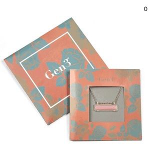 NWT Gen3 Stella Pink Pendant Gold Bar Necklace‎